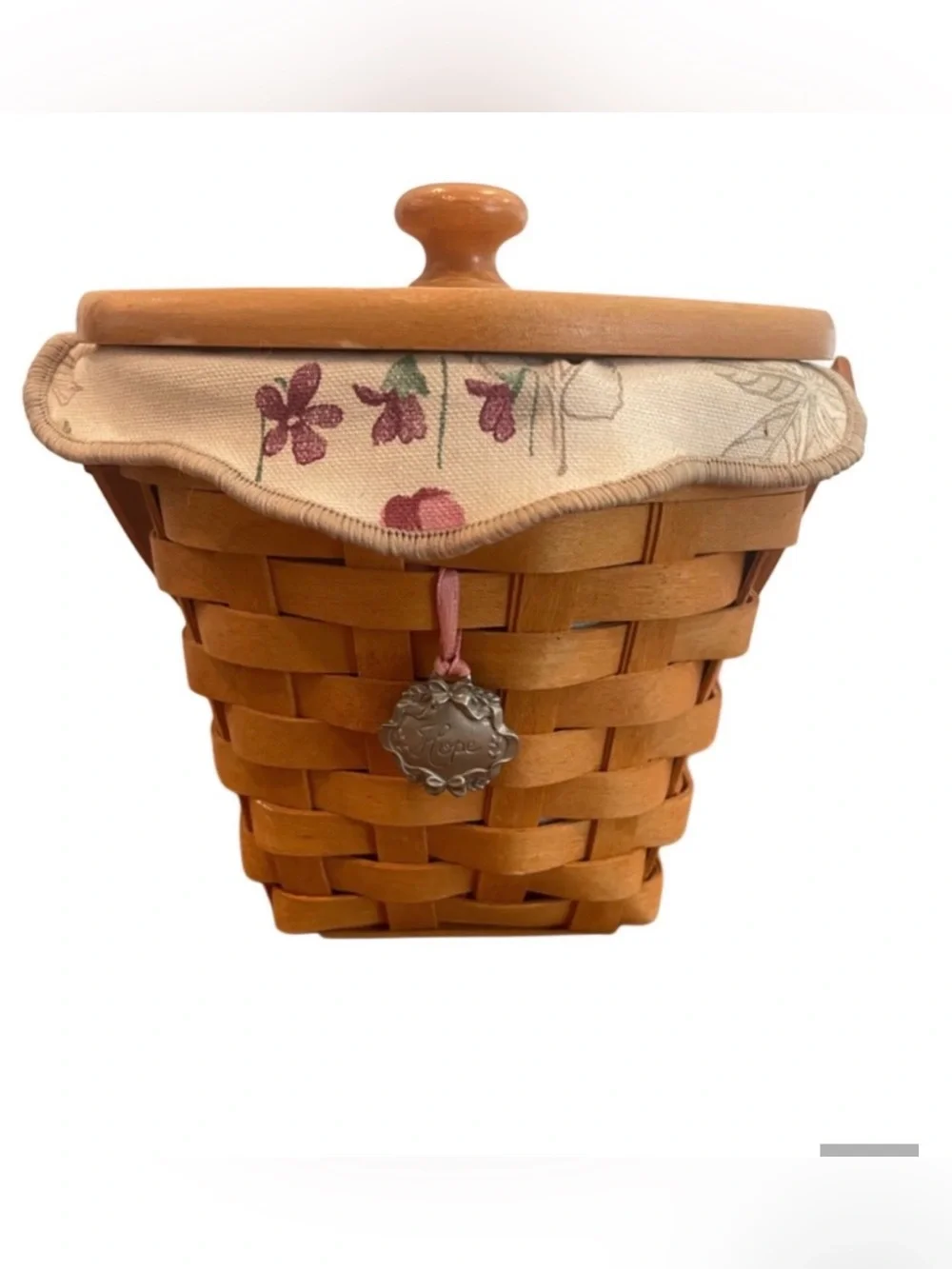 Longaberger Hope Basket Wood Lid Protector Floral Liner Farmhouse Cottage Decor